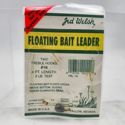 Jed Welsh Floating Bait Leader FBL16 2 Treble Hooks 4Ft Length 2lb Test