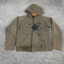 Quiksilver Hoodie Boys 12-14 Green Full Zip Fleece Star Graphic Hooded Jacket