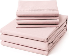 Luxury Queen Sheet Set - 6 Piece Soft Breathable Bedding - Barely Pink