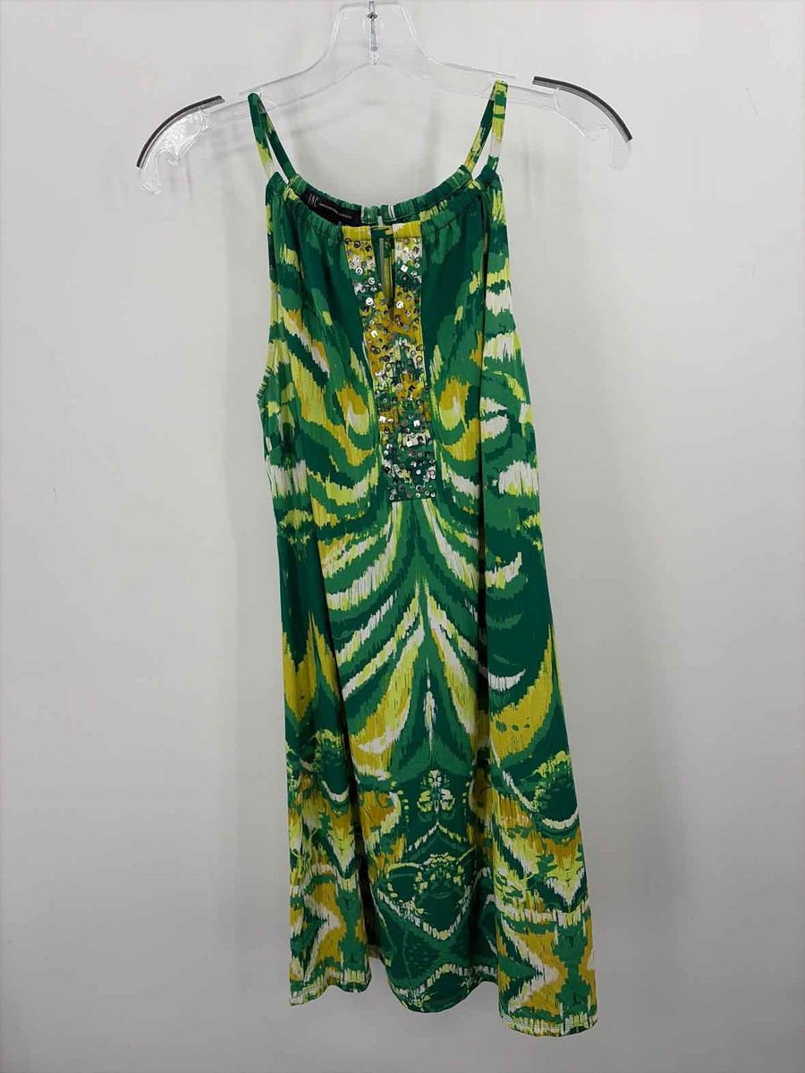Pre-Owned INC Green Size Large Printed Shift Knee Length Sleeveless Dress |  eBay