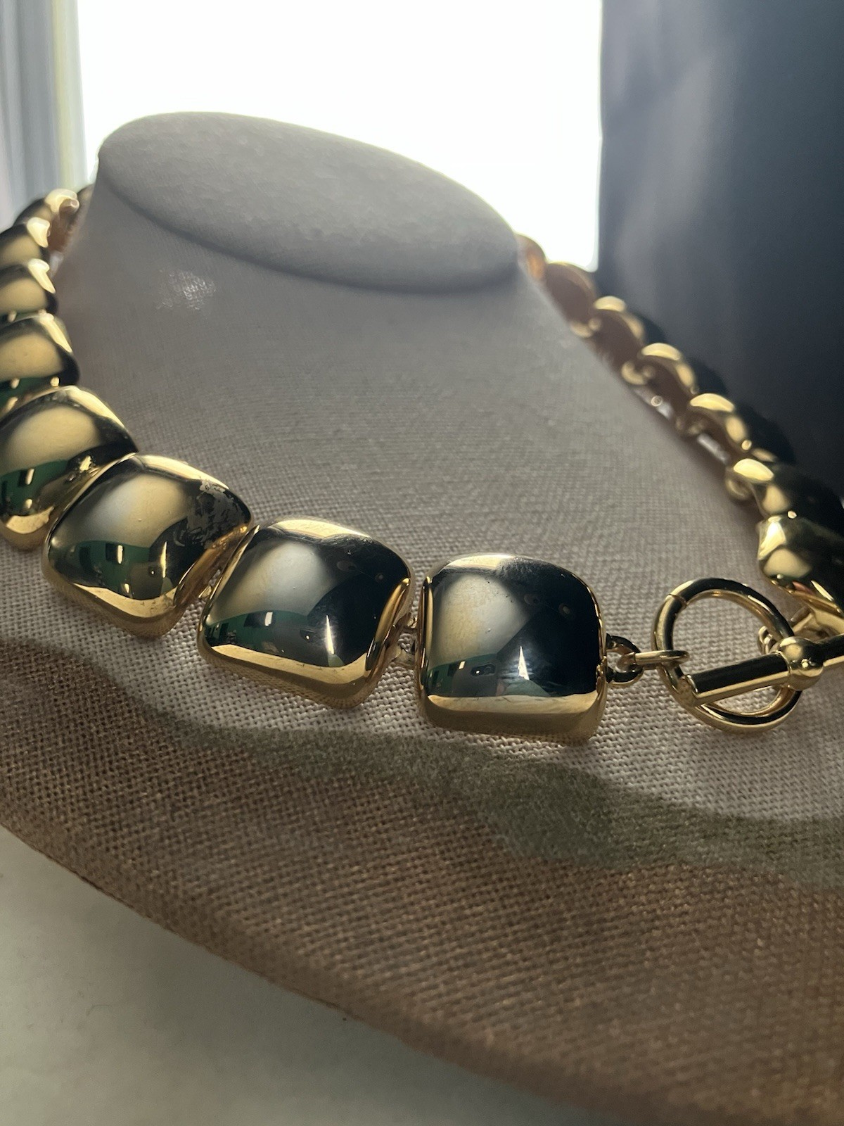 Vintage Square Link Statement Collar Necklace Tog… - image 4