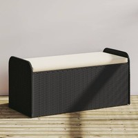 Sitzbank Mit Stauraum Kissen Bank Gartenbank Parkbank Schwarz Poly Rattan vidaXL