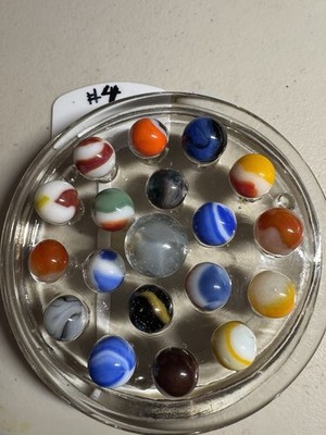 Marbles Vintage Lot  19 Glass Marbles UV  brights/Vitro/Pelter? Combined Ship #4