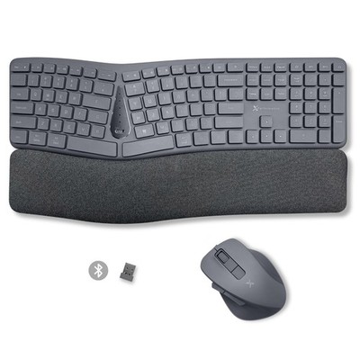 X9 Gray Ergonomic Keyboard and Wireless Combo - Split Keyboard and Set, Bluet...