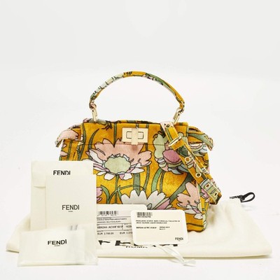 Fendi Peekaboo Mini Multicolor Floral Velvet Top Handle Bag | eBay