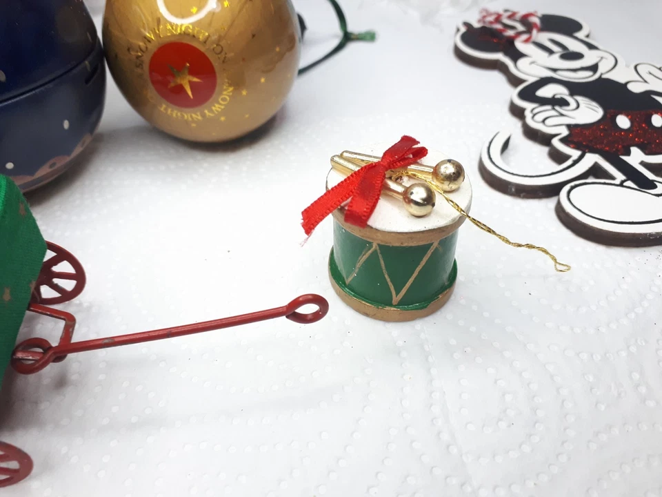 Vintage Christmas Tree Ornaments Baubles Beaded Pear Owl Mosaic Heart Angel G/VG - Image 2 of 4