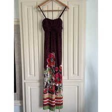 SOMA Maxi Dress Twist Front Tropical Floral Print Colorful Vacation Size Small