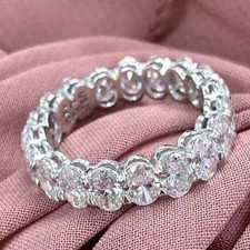Lab Created Damen stilvoller Diamant Bandring 18 K Wei&szlig;gold 5,00 ct Ovalschliff