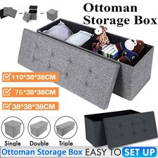 Ottoman Storage Seat Stool Trunk Toy Chest Bedding or Blanket Box Folding Bench