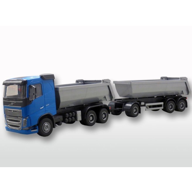 Camion miniature Volvo FH16 6x4 EMEK20354 remorque 3 essieux bleu 1/25
