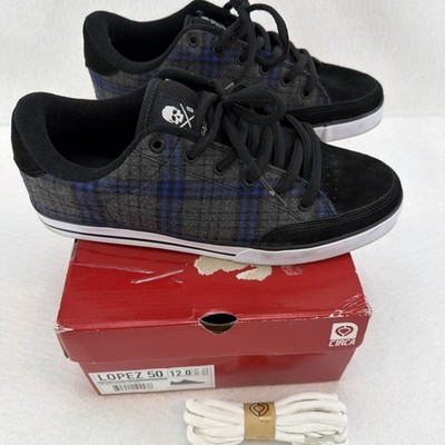 Y2K Mens Circa Lopez 50 Skateboarding Shoes Mens Size 12 Black/Royal Plaid