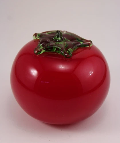 Vintage Murano Style Glass Fruit Vegetable Hand Blown Tomato Paperweight Decor
