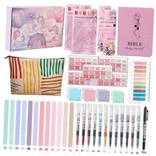 Pink Bible Journaling Kit, Bible Study Supplies with Highlighters and Pens,