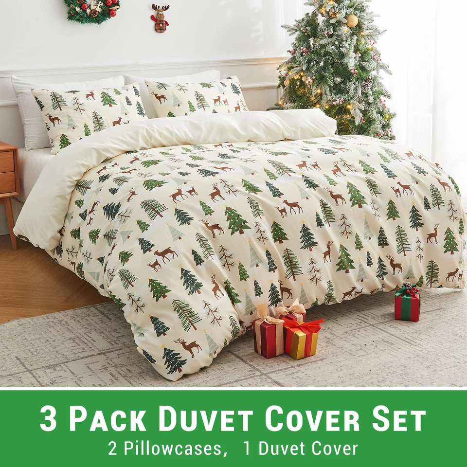 GOGREEN Luxury Christmas Duvet Cover Printed, Breathable Microfiber Bedding Set - Image 2 of 4
