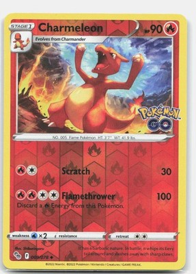 Charmeleon Reverse Holo Uncommon Pokemon GO 009/078 NM