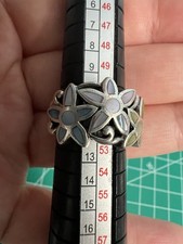 Marked 925 Sterling Silver MultiColor Mother Of Pearl MOP Inlay Flower Ring 5.75