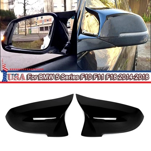Gloss Black M5 Style Mirror Cover Caps For BMW F10 528i 530d 535i LCI 2014-2018