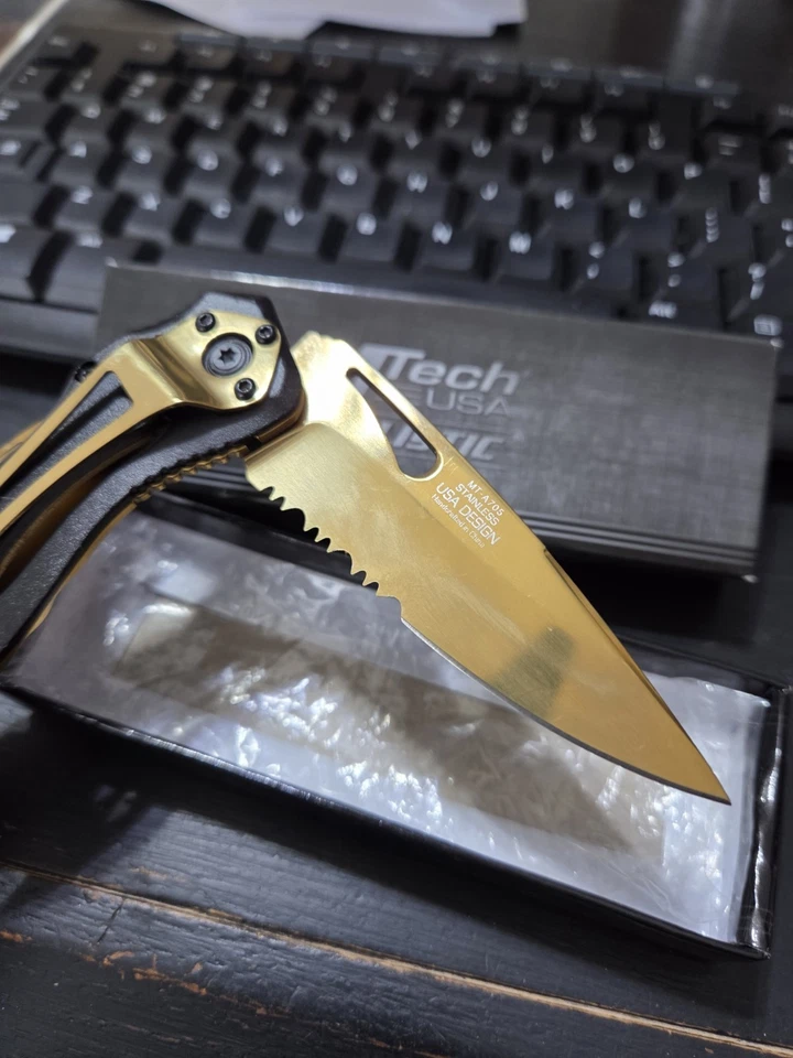 MTech Ballistic GOLD  Folding Pocket Knife New - Image 4 of 4