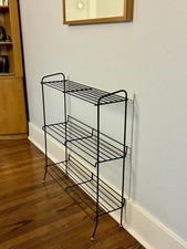 VTG Mid Century Metal Iron Wire 3 Tiered Record LP Book Rack Plant Stand Shelf