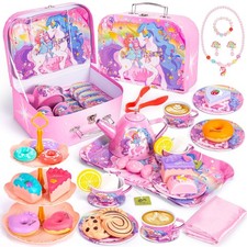 Hohosunlar Unicorn Tea Party Set for Little Girls, Toddler Princess Toy Tea S...