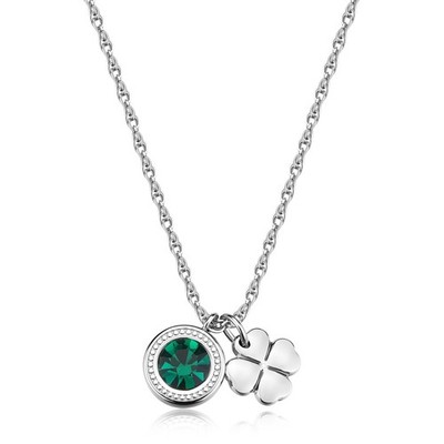 S'AGAPO LUCKY LIGHT DAMEN HALSKETTE MIT KLEEBLATT UND KRISTALL SKT54 (3757)
