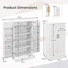 120cm Food Pantry Cabinet with Doors & Adjustable Shelves