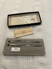Vintage Cross Pen and Pencil Set Chrome 3501 W/ Original Box Made In USA