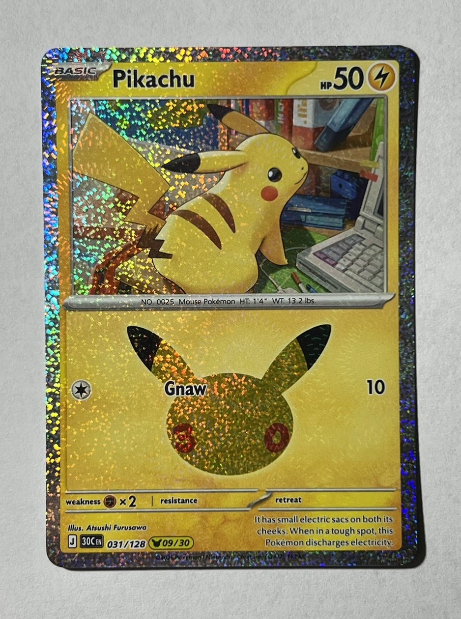 Pikachu 031/128 Me: 30th Celebration Holo