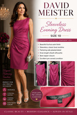 David Meister Fuchsia Sheath Dress Size 10 Sleeveless Pleated Cocktail Evening