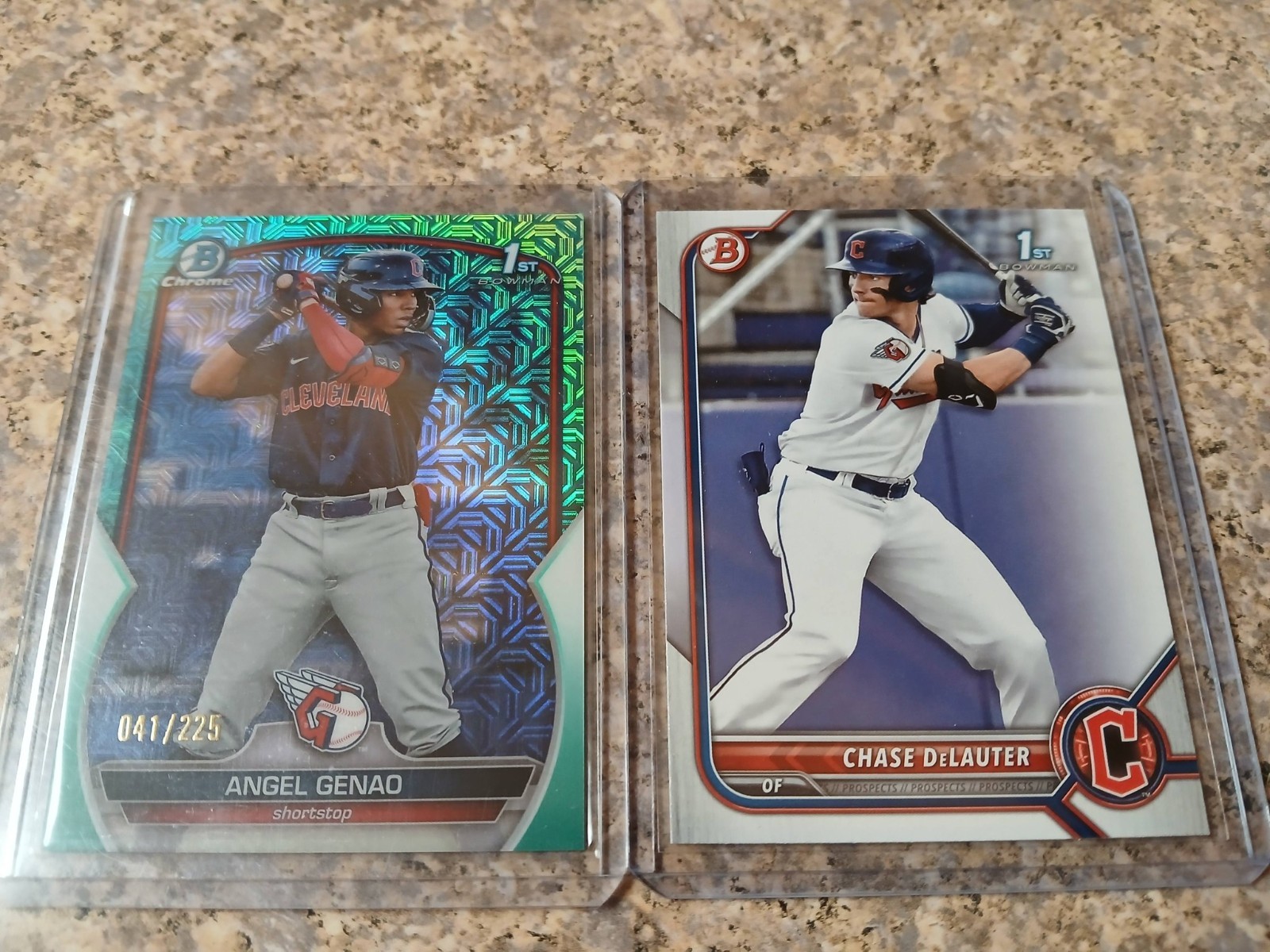 Angel Genao 2023 Bowman Chrome 1st Aqua Mojo Refractor /225 RC Rookie + DeLauter