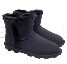 NIB Kirkland Womens Genuine Sheepskin Short Boots Size8/9 Black Green Chestnut