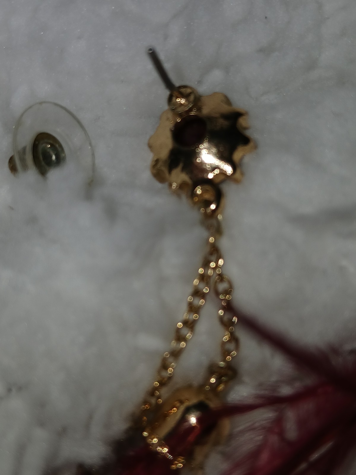 Ruby Red Feather Earrings - image 2