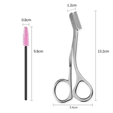 Stainless Steel Eyebrow Trimmer Scissors & Comb Set - Precision Grooming Tool fo