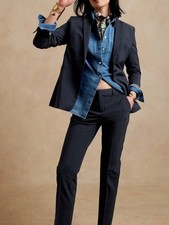 Banana Republic Long Lean Italian Wool Blend Blazer Jacket Navy 427878 NWT 14