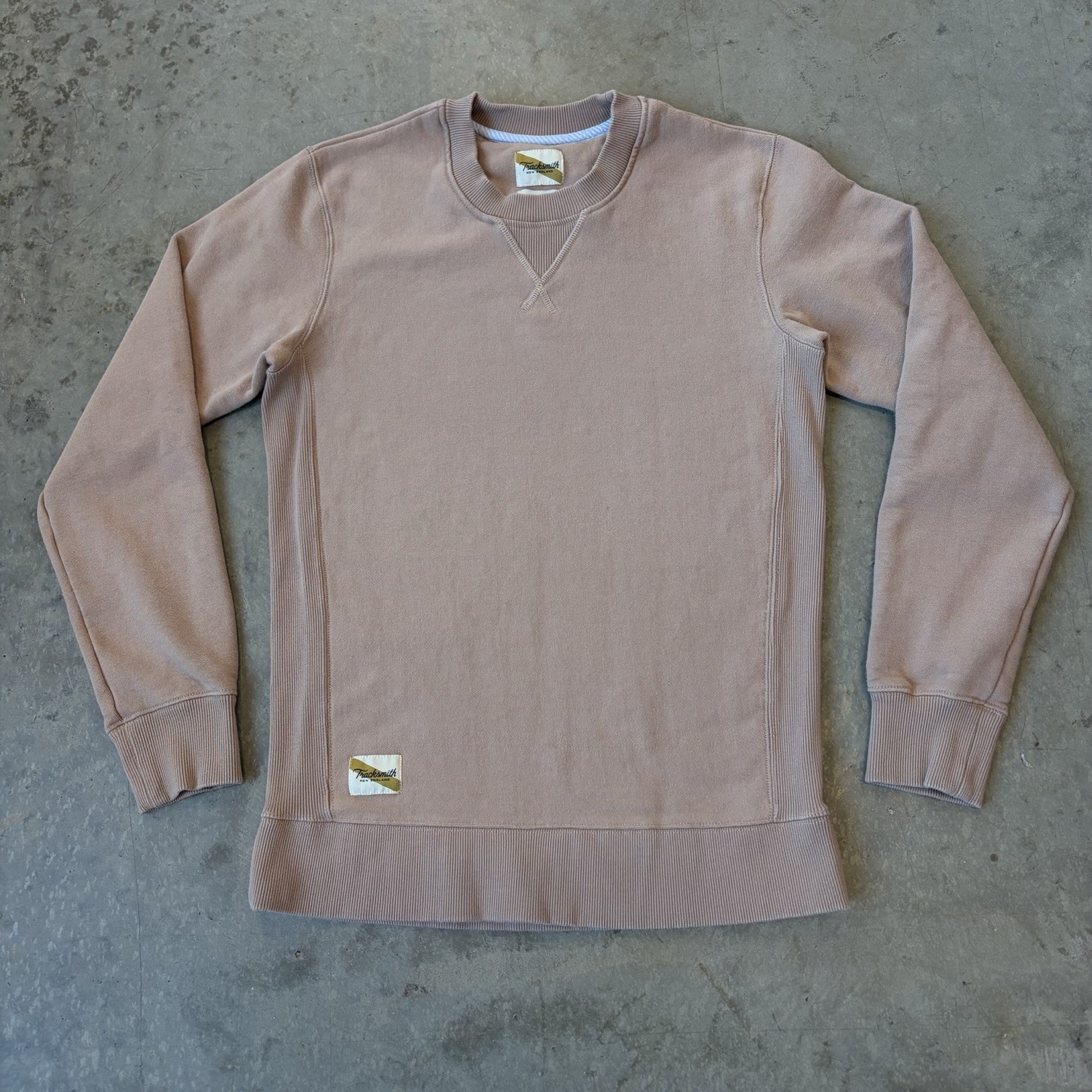 Tracksmith Trackhouse Crewneck Sweatshirt Reverse Weave Fleece Brown Size XS