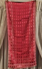 Vintage Pink White Satin and Sheer Gold Brocade Blocks 55 1/2"  11 1/2" Scarf