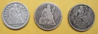Lot of 3 Seated Liberty Dimes Damaged 1857, 1890, 1891,  Take a Look