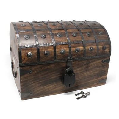  Pirate Treasure Chest with Iron Lock and Skeleton Key   X-Large 16 x 11 x 11