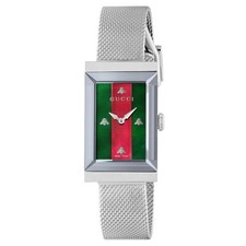 Gucci G-Frame Red and Green Dial Stainless Steel Women's Watch YA147401