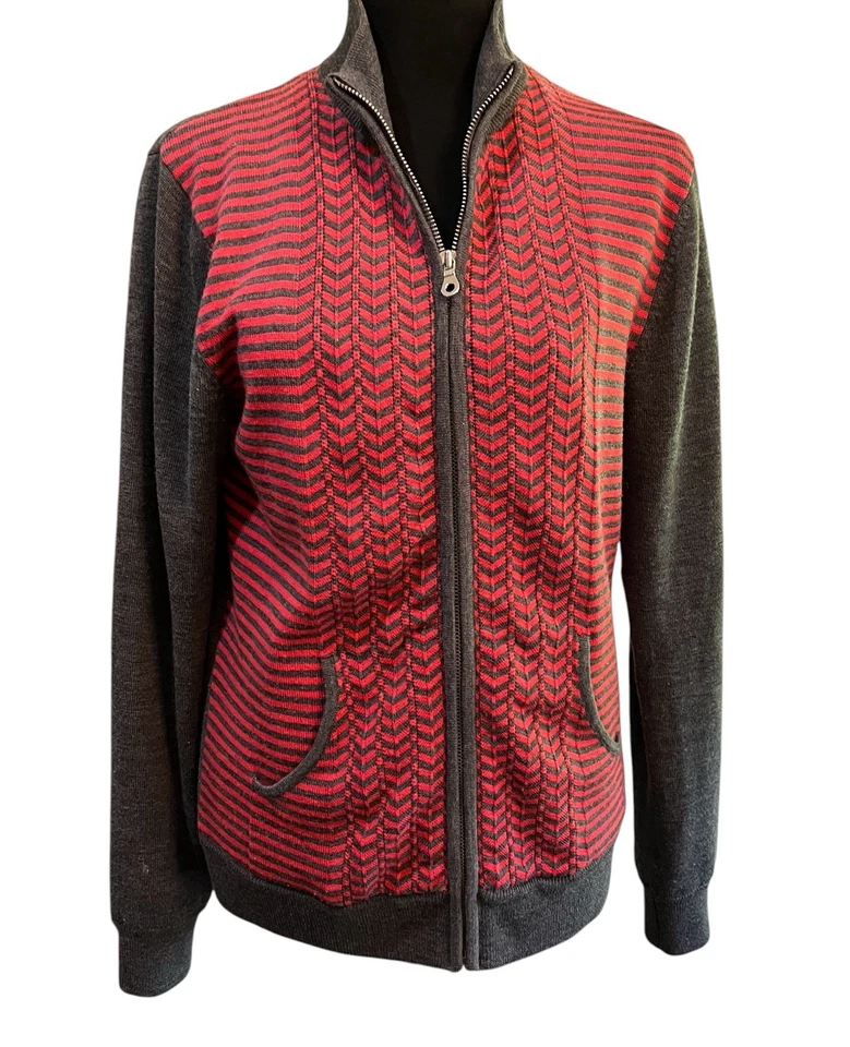 Jaqueta suéter Sunice Windstopper feminina grande lã Chevron forrada com zíper - Imagem 4 de 4