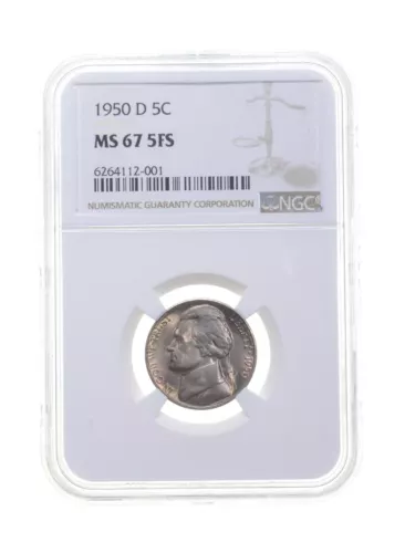 MS67 1950-D Jefferson Nickel - 5FS - Graded NGC *4326
