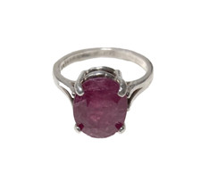 VINTAGE STERLING SILVER RING, OVAL HONEY RED AGATE SZ 5.75, MARKED