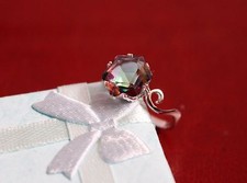 Natural Brazil Genuine Mystic Topaz Lady's Ring, 5.79 TCW Rare, Sterling Silver