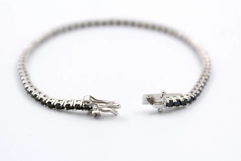 Bracciale Tennis Uomo Pietre Nere Zirconi Argento 925 Varie Misure Gioielli - Immagine 2 di 3