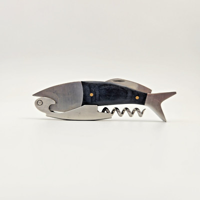 Kikkerland Corkscrew Fish Shaped Wine Bottle Opener