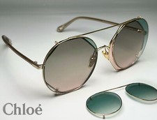 New Chloe Sunglasses CH0041S 2in1 Acetate Metal Gold Frame 57-145 Authentic