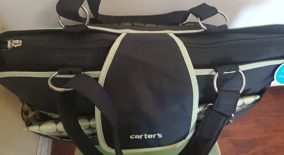 New Carters Diaper Bag LG Black Tote Organizer  Stroller Loop  CHANGING PAD - Image 4 of 4