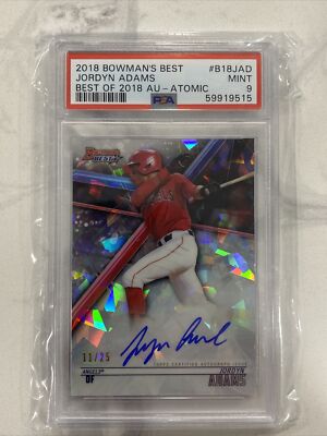 2018 Bowman s Best JORDYN ADAMS Atomic Auto 11/25 PSA 9 Angels