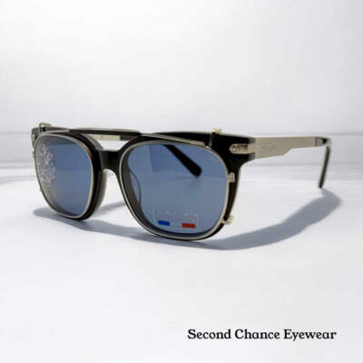Brand New VUARNET VL1407 0001 Polarized Clip-On Sunglasses-Mineral Glass Lenses
