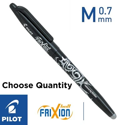 Pilot FriXion Rollerball Erasable Pens - 0.7mm Point BLACK PILOT ERASABLE PENS